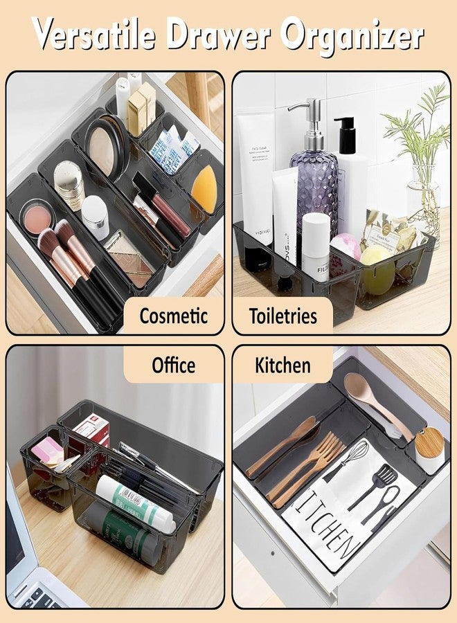 TEKCOOL Set of 20 Drawer Organiser/Unbreakable Drawer Organizer/Dressing Table Organizer/Multi-Purpose Storage Boxes/Drawer Divider Tray for Kitchen/Bedroom/Office - (Black) Polypropylene, Stationery - Image 3